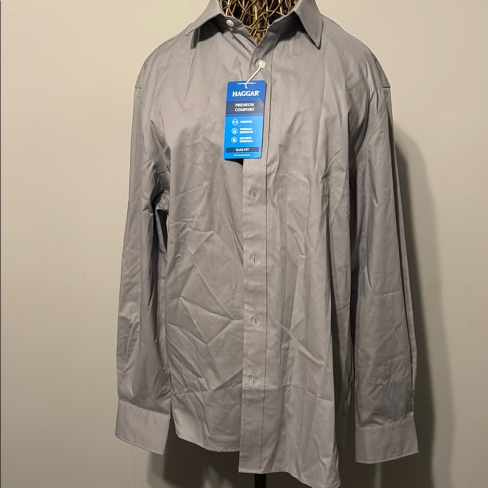Haggar Gray Long Sleeve Shirt